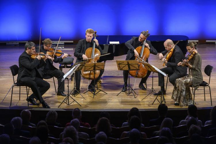 Dvořákova Praha 2019 - Leoš Čepický, Jan Schulmeister, Michal Kaňka, Jens Peter Maintz, Jakub Čepický a Pauline Sachse 